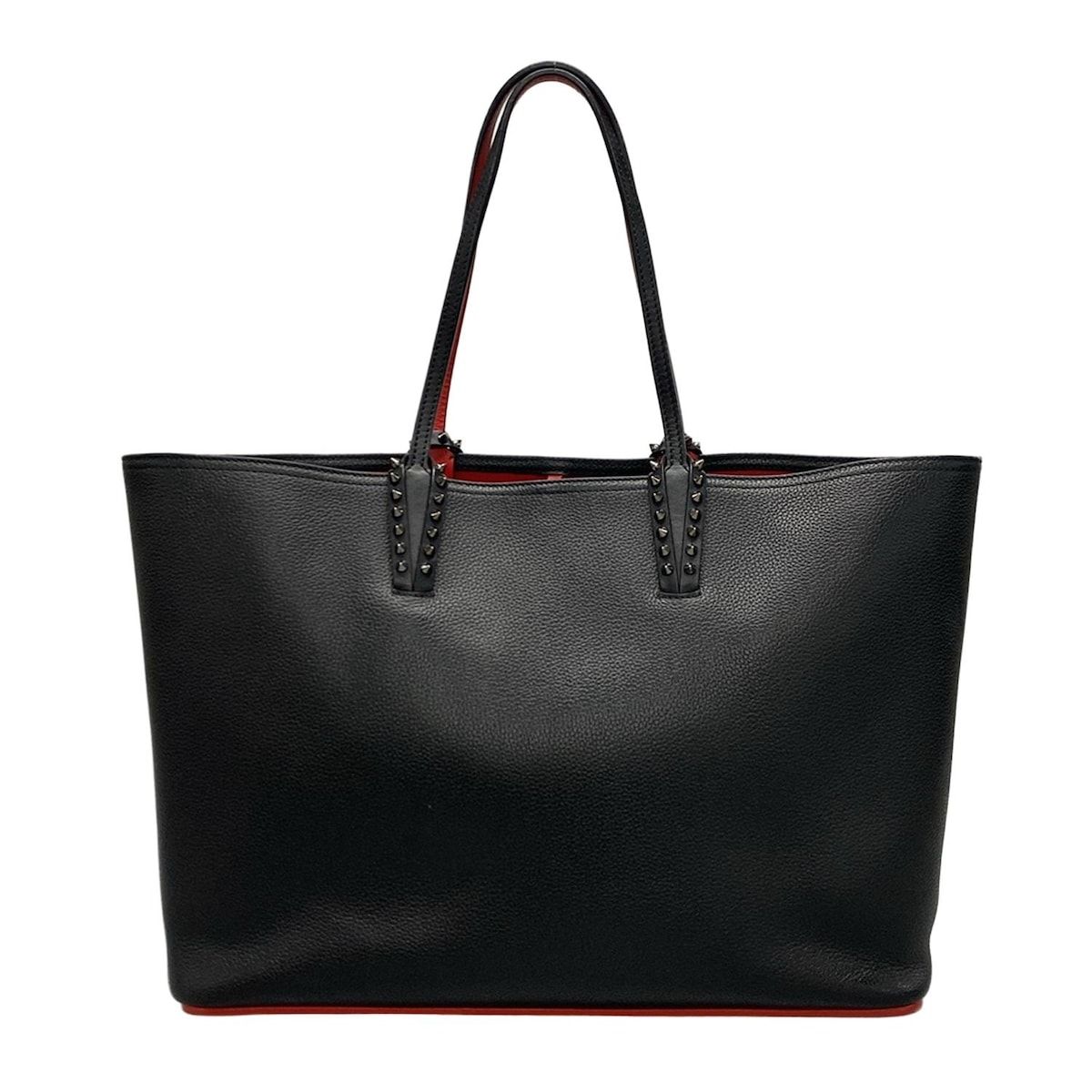 CHRISTIAN LOUBOUTIN クリスチャンルブタン トートバッグ カバタ E|W 黒×レッド スタッズ レザー