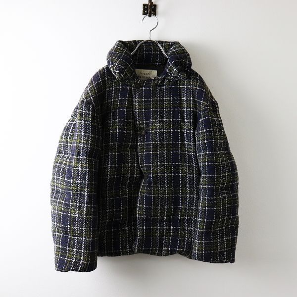h*a様 45R 45rpm ツイード　チェック　ダウンジャケット　コート 45R フォーティーファイブアール AI INDIGO チェック ツイード ダウン