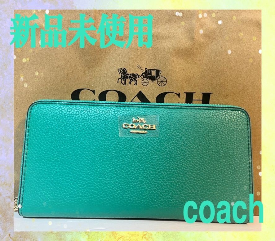 COACH ロング ジップ アラウンド 長財布 ケリーグリーン C4451 - ワイ