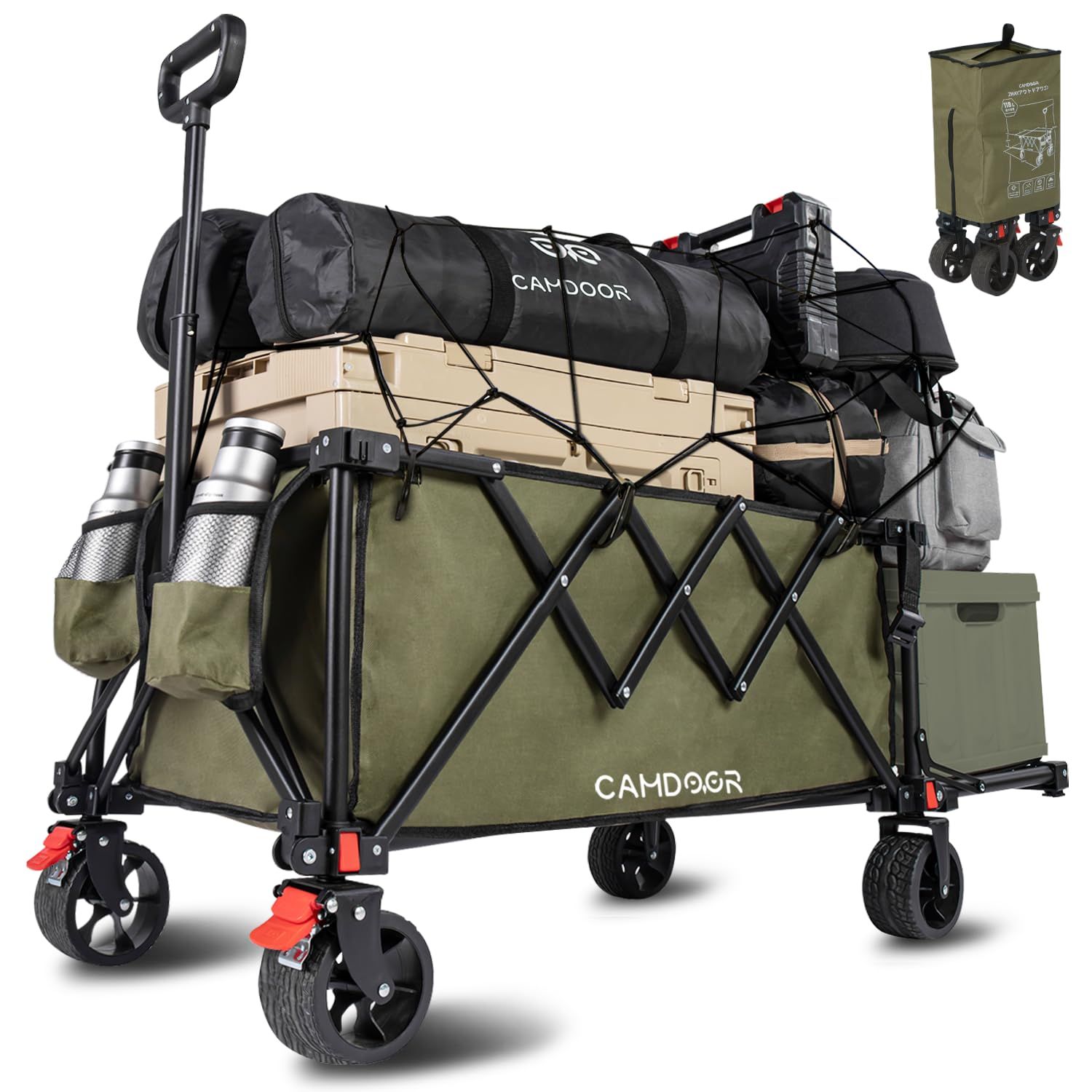 Hikentureキャリーワゴン【300L大容量·10CM大型タイヤ·長物対応