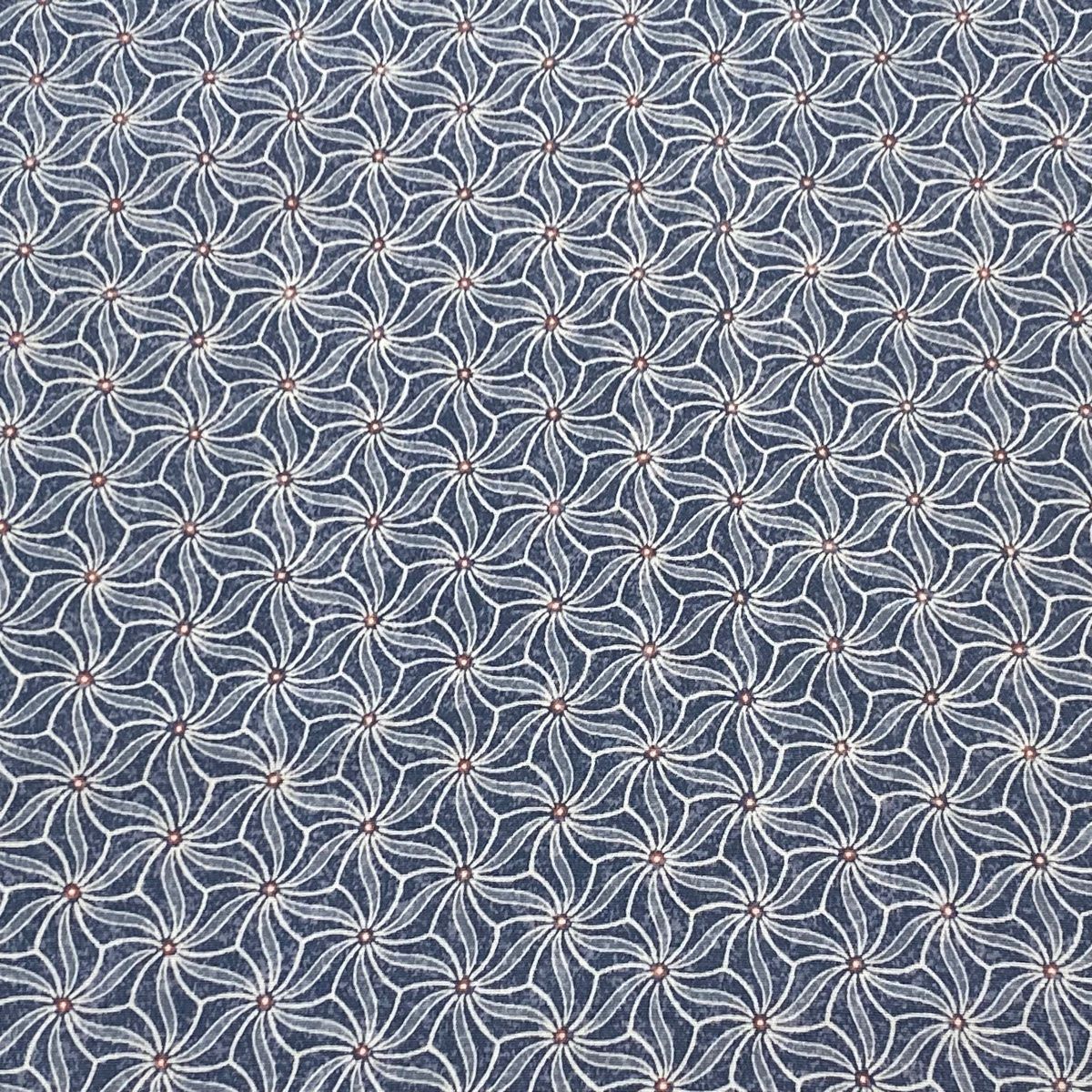 反物 秀品 江戸小紋 麻の葉 幾何学模様 青灰色 正絹