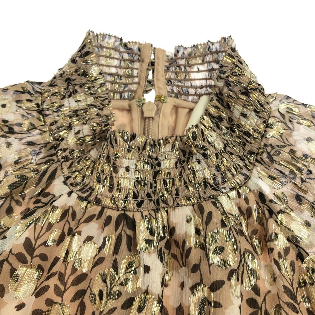 美品 Kate spade ケイトスペード フラワープリントシルクドレス  