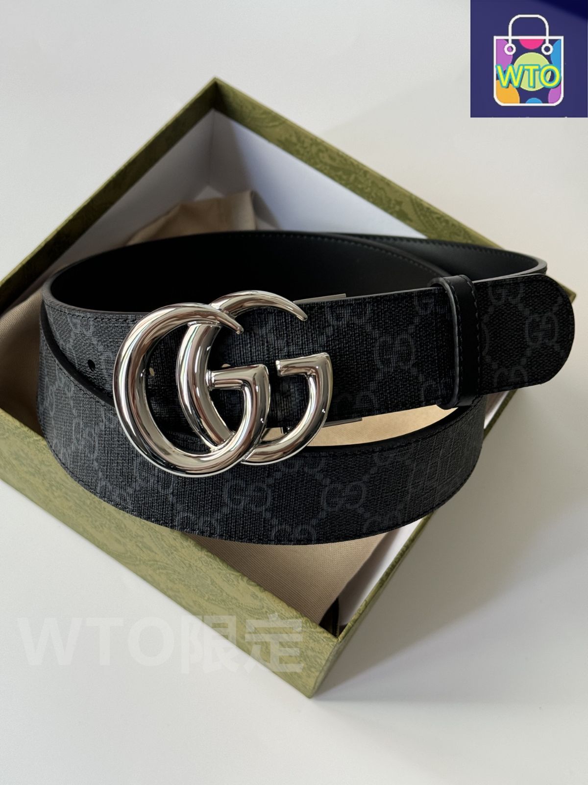 GUCCI ダブルGロゴ ブラックベルト中古 t15846.jpg