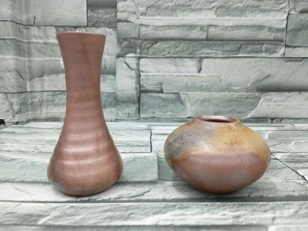 新品未使用】【美品】備前焼 花入 花瓶 〔松本篤治作〕 【公式通販】