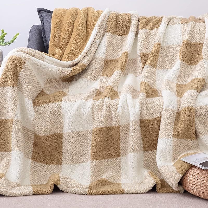 新品　Gemarwel 厚手 ブランケット 2枚合わせ スロー 毛布 冬用 ふわふわ 暖かい 極温 あったか 静電気防止 洗える マイクロファイバー 125×150cm フランネル 掛け 敷き 北欧 おしゃれ もこもこ 柔