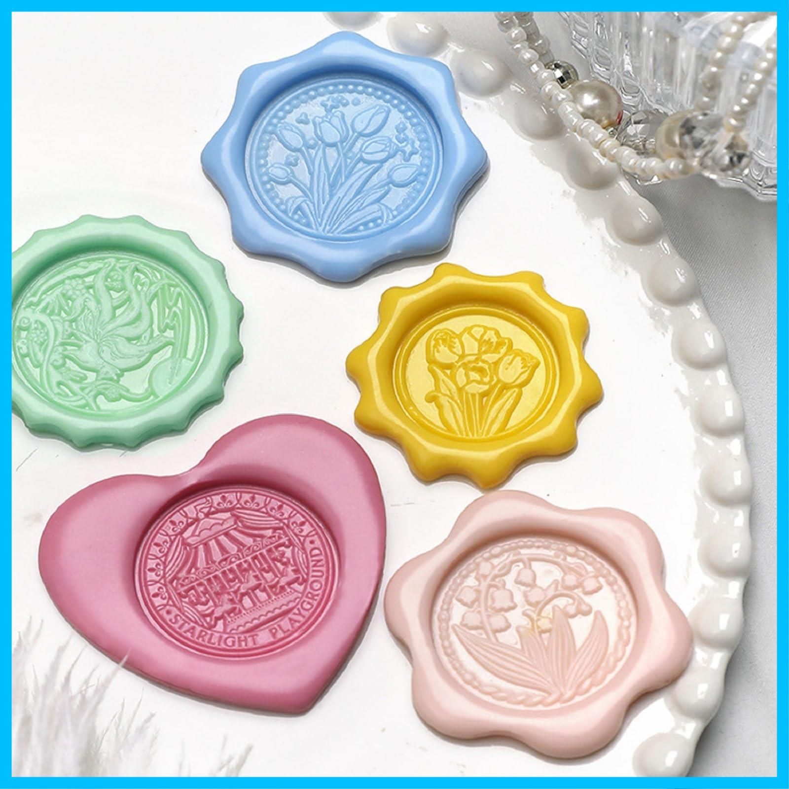 封蝋専門道具 かわいい シーリングスタンプ セット ワックスシールスタンプリング おしゃれ ウェディング招待状 封筒用 ヘッド フレーム 6点セット シーリングワックス