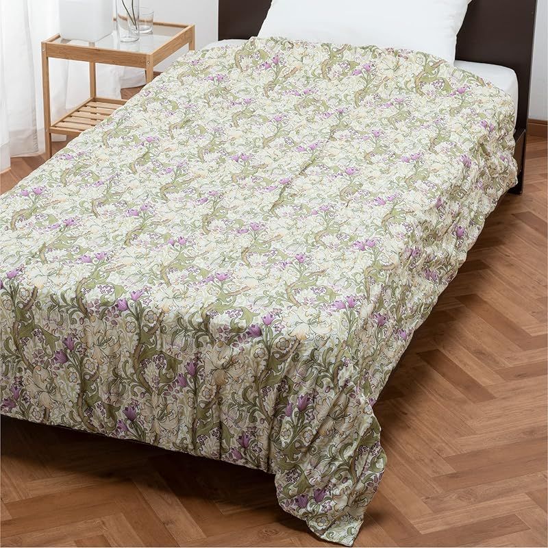 nishikawa 西川 モリス ギャラリー ふんわり ガーゼケット シングル 洗える 綿 やわらか ゴールデンリリー グリーン FR03103001 1