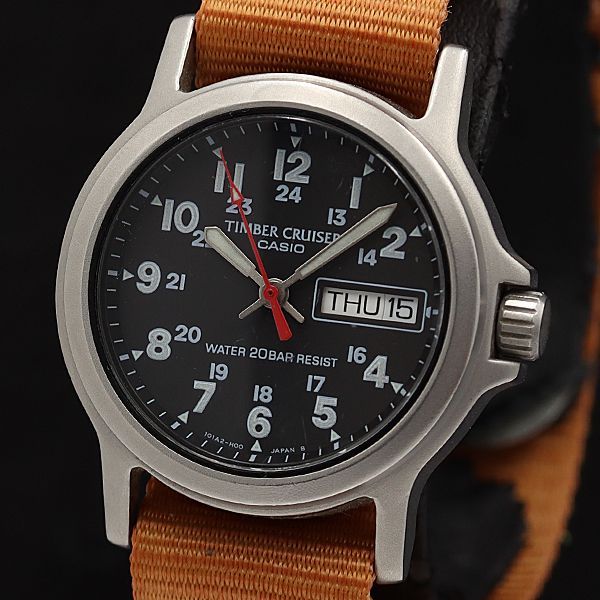 稼働 カシオ ティンバークルーザー TIC-1 QZ デイデイト ブラック文字  