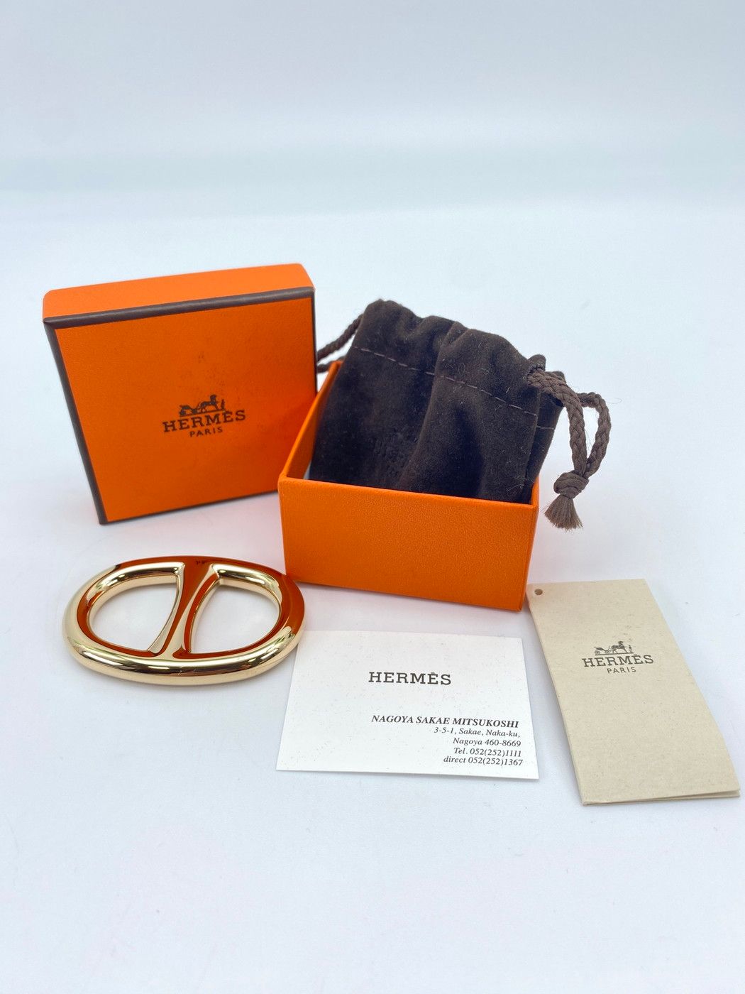 HERMES シェーヌダンクル スカーフリング H ロゴ ゴールド 9384 HERMES エルメス シェーヌダンクル スカーフリング H ロゴ