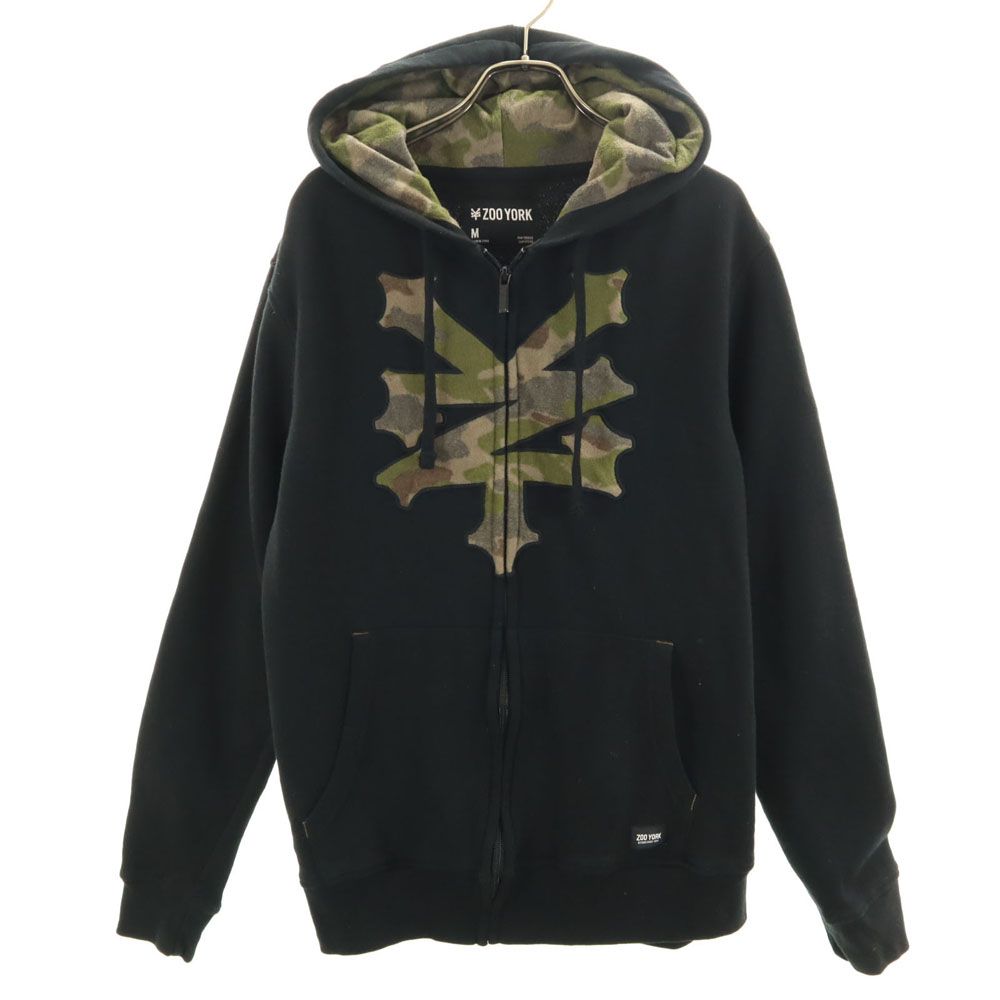 ズーヨーク 長袖 スウェット ジップパーカー M 黒系 ZOO YORK 裏起毛 メンズ