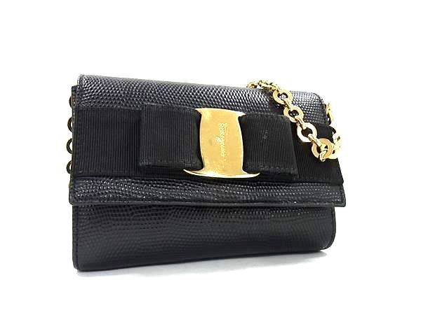 フェラガモ ショルダーバッグ ヴァラ 21 G877 ブラック レザー 中古