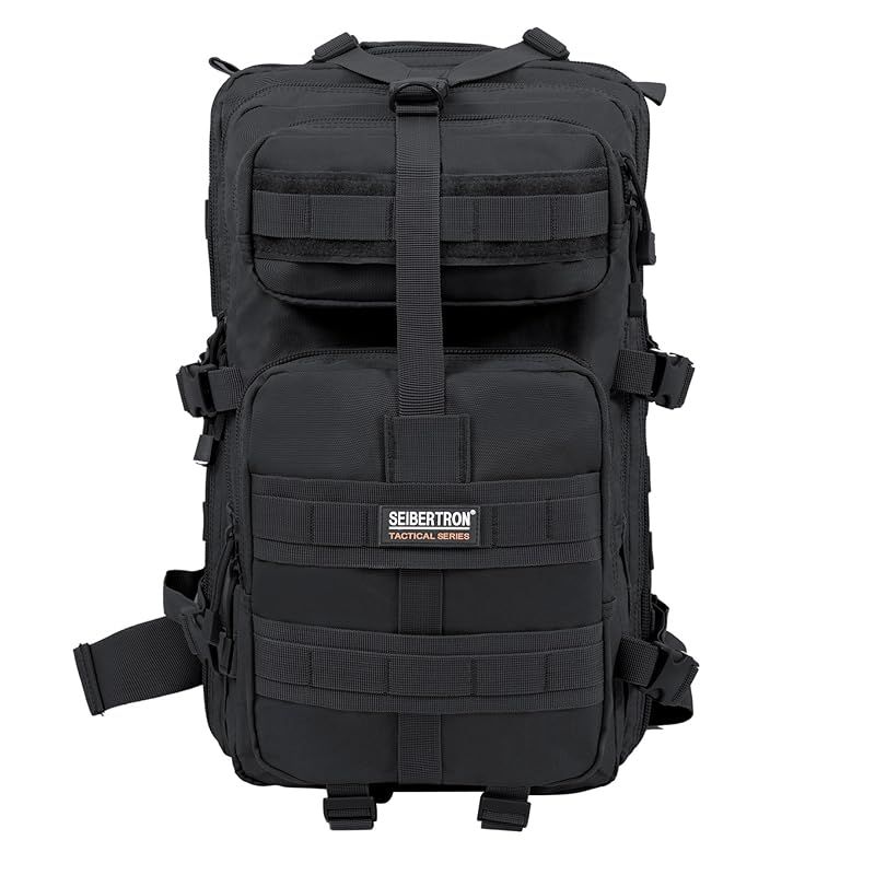 [サイバトロン] バックパック 3Pタクティカル MOLLE 防水 軽量 アウトドア ミリタリー U.Sタイプ リュックデイパック 黒 37L 0