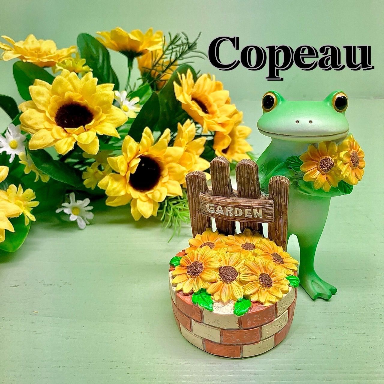 カエルのコポー ひまわり コポー ミドル ひまわり満開 カエル 置物 – ハウジー