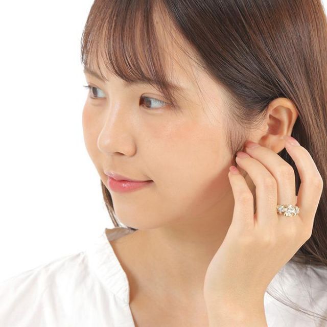 種類11:リングサイズ/US9号（JP18.5号前後） ハワイアンジュエリー リング 指輪 シルバー925 イエローゴールド ロジウム ジルコニア 号 幅 プルメリア 花 ３連 花輪 レイ 波 レディース 誕生日 記念日 プレゼント ギフト 送料無料 おしゃれ