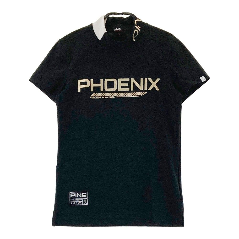 サイズ：S PING ピン 2024年モデル ネックロゴ モックネック 半袖Tシャツ  ブラック系 [240101384631]# ゴルフウェア レディース ストスト