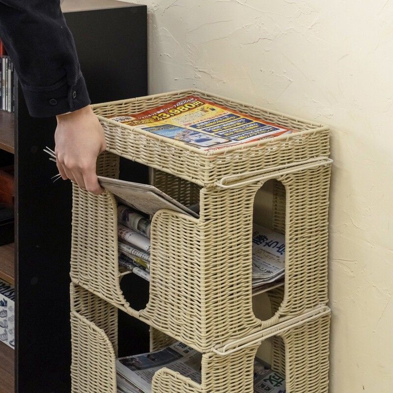 ラタン調 新聞ストッカー BR/IV サカベ ラタン調 新聞ストッカー BR/IV