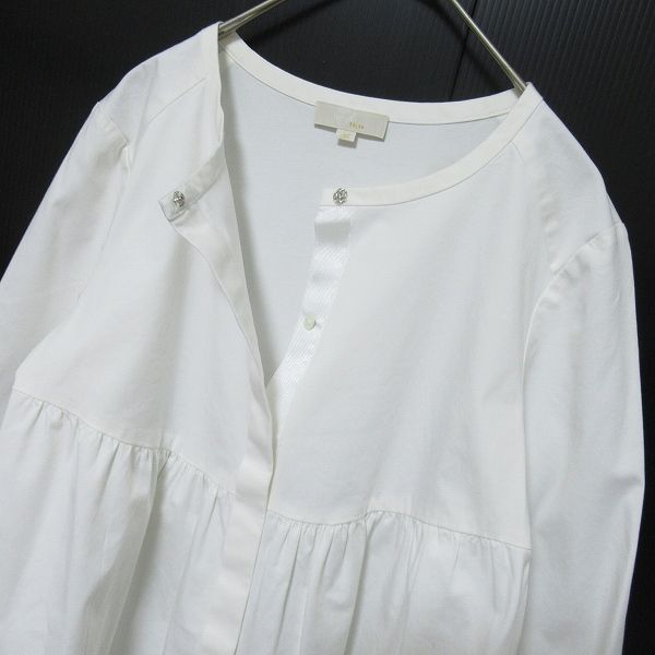 EFFE BEAMS ブラウス レディース エッフェ　ビームス 中古　古着 EFFE BEAMS エッフェビームス 7分袖 ノーカラー シャツ ブラウス