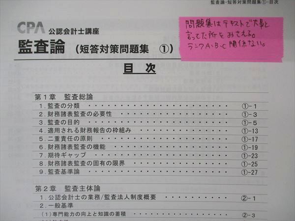 UH04-021 CPA会計学院 公認会計士講座 監査論 テキスト他 短答