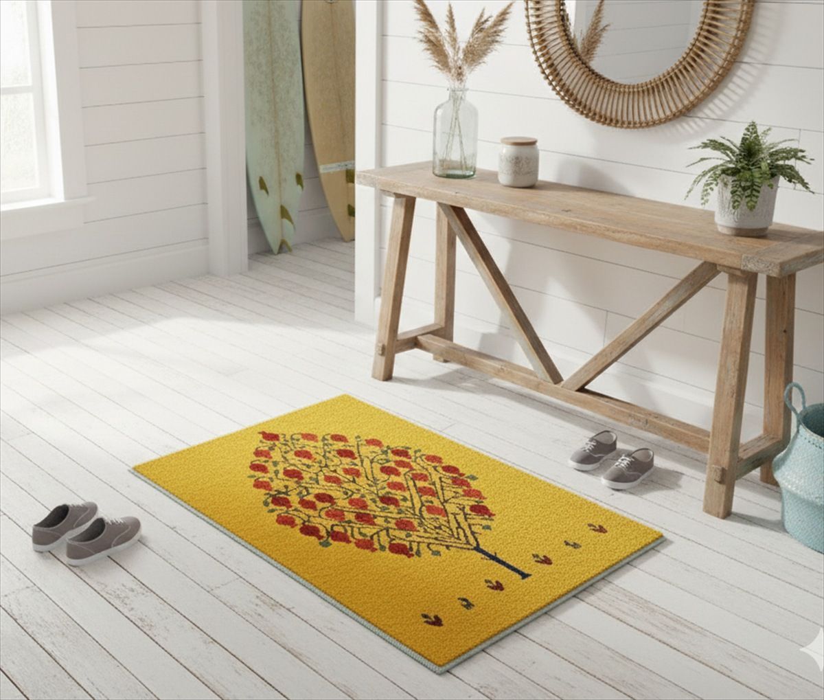 ペルシャ ギャッベ パルヴィーズ コルクウール カシュクリ ラグ マット 90 x 65 cm ザクロの木 RJ 14382