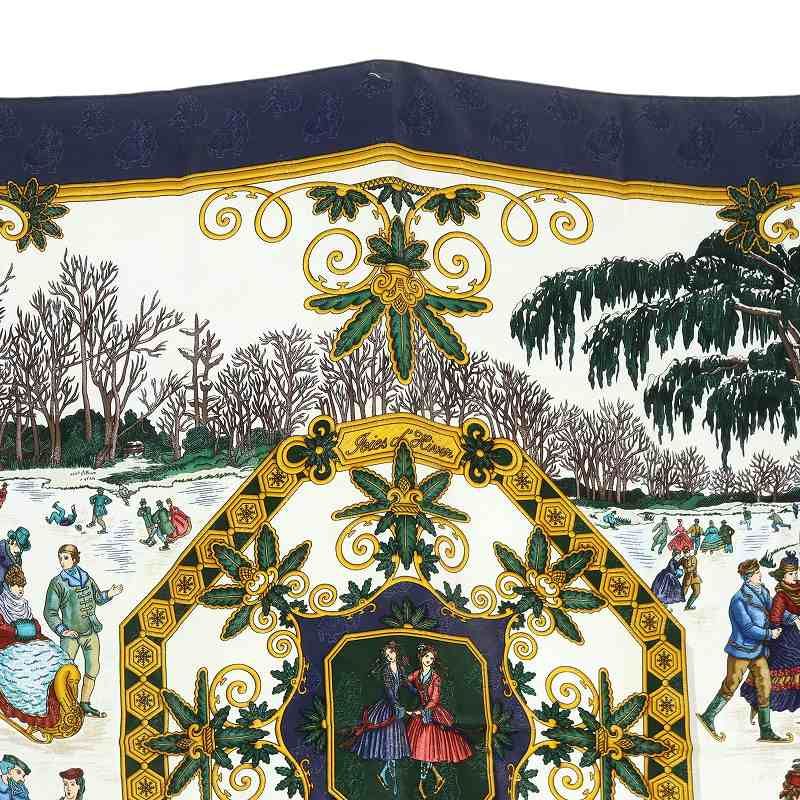 エルメス　カレ90　Joies'd Hiver　タグ付き HERMES エルメス スカーフ カレ90 『Joies d' Hiver(冬の愉しみ