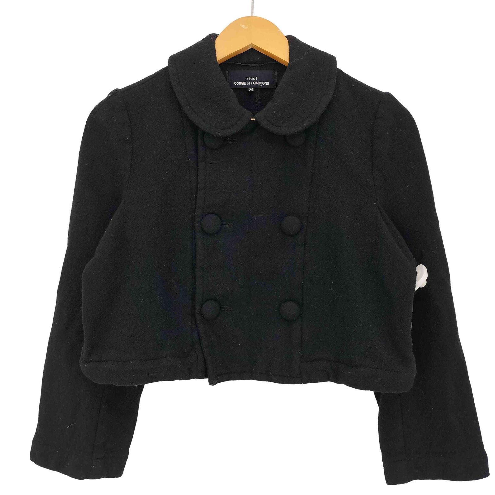 トリココムデギャルソン tricot COMME des GARCONS 縮絨 丸襟 ショート ピーコート レディース import M