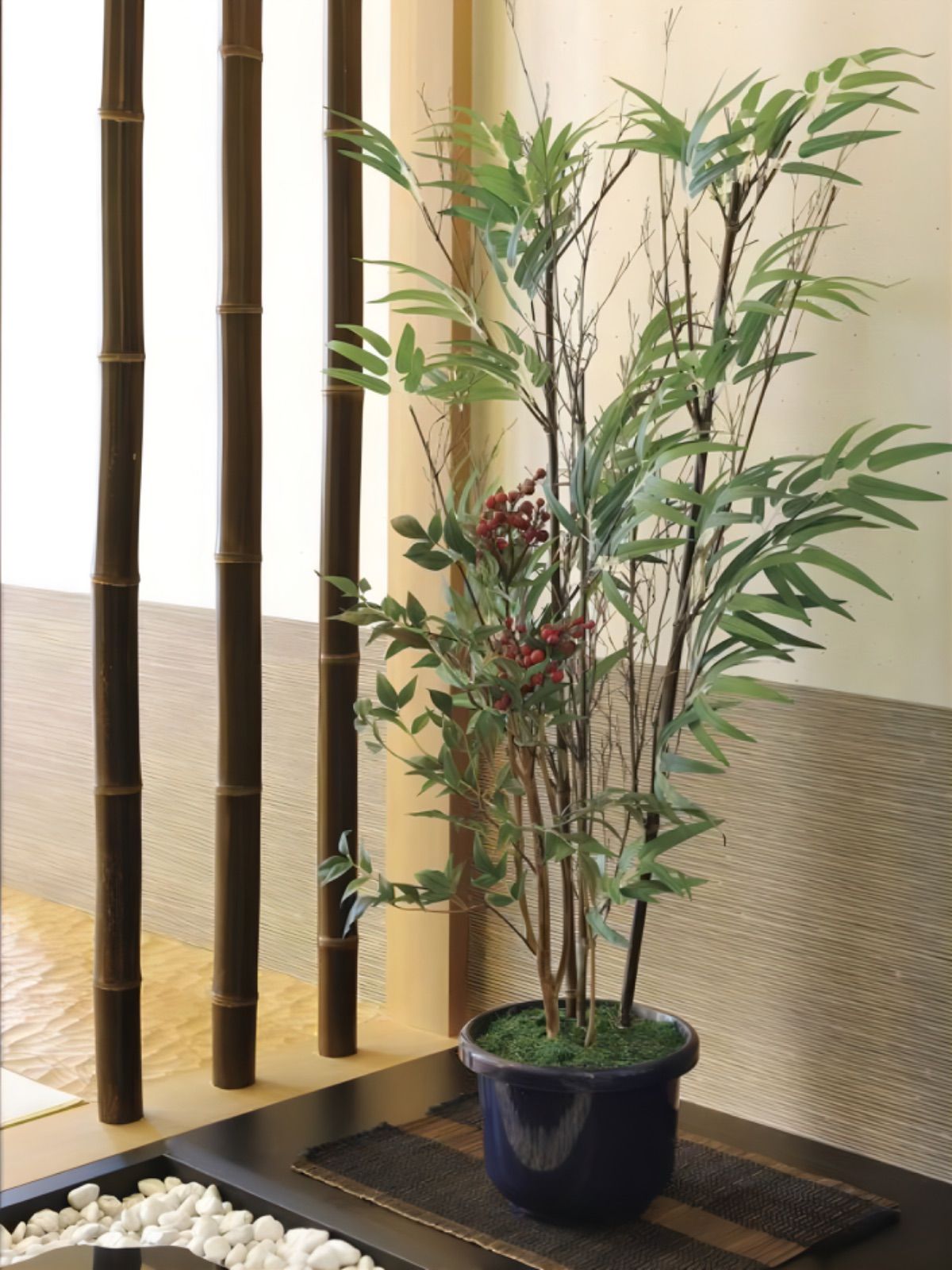 光触媒 人工観葉植物 光の楽園 黒竹 1.35m 178A230 - 造花・人工植物
