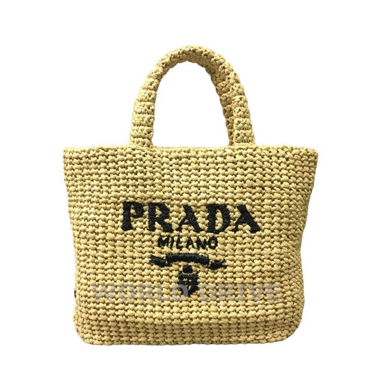 PRADA ロゴ ラフィア スモール トート バッグ かごバッグ　新品未使用