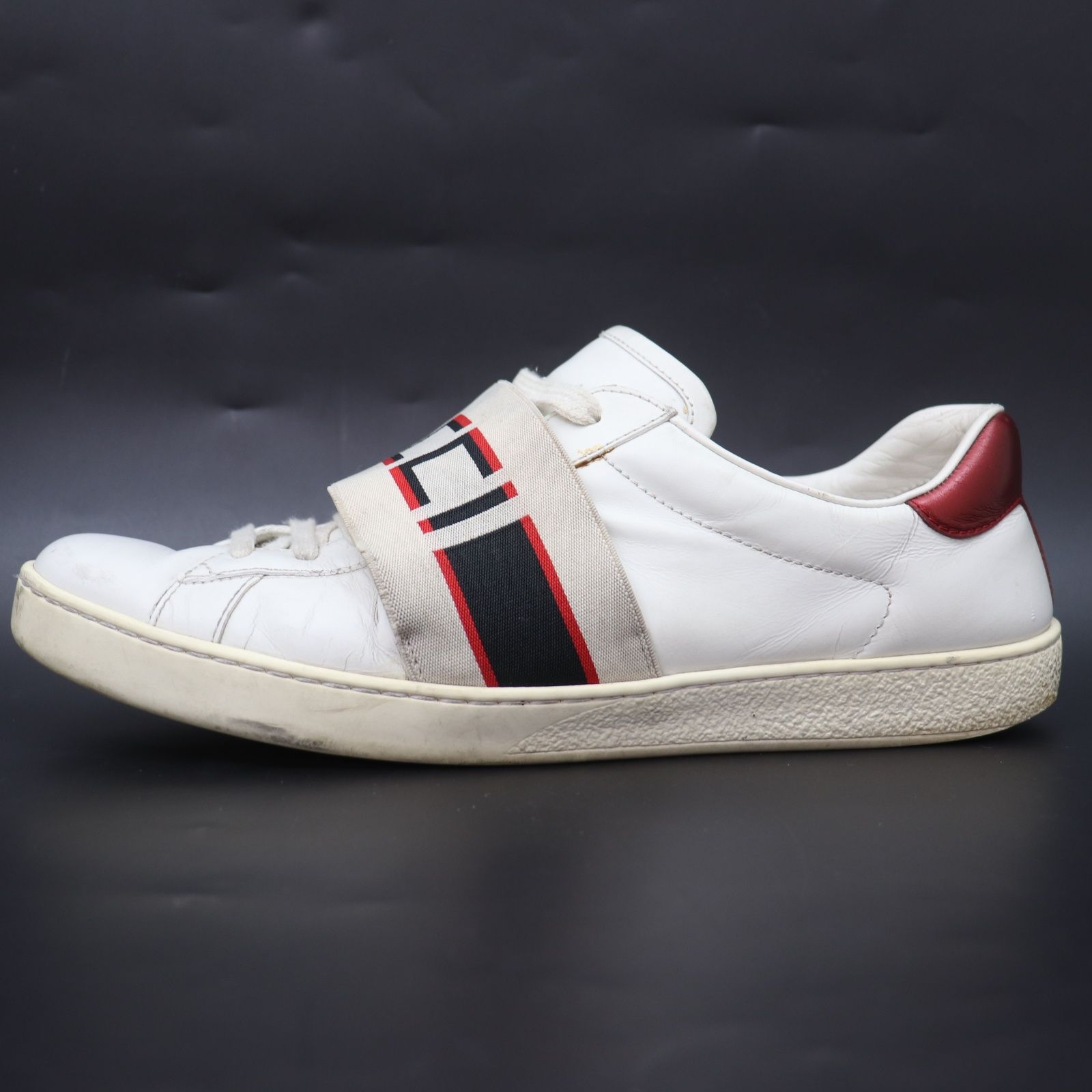 ホワイトレザー ストライプ スニーカー　GUCCI GUCCI グッチ ストライプ レザー スニーカー メンズ シューズ