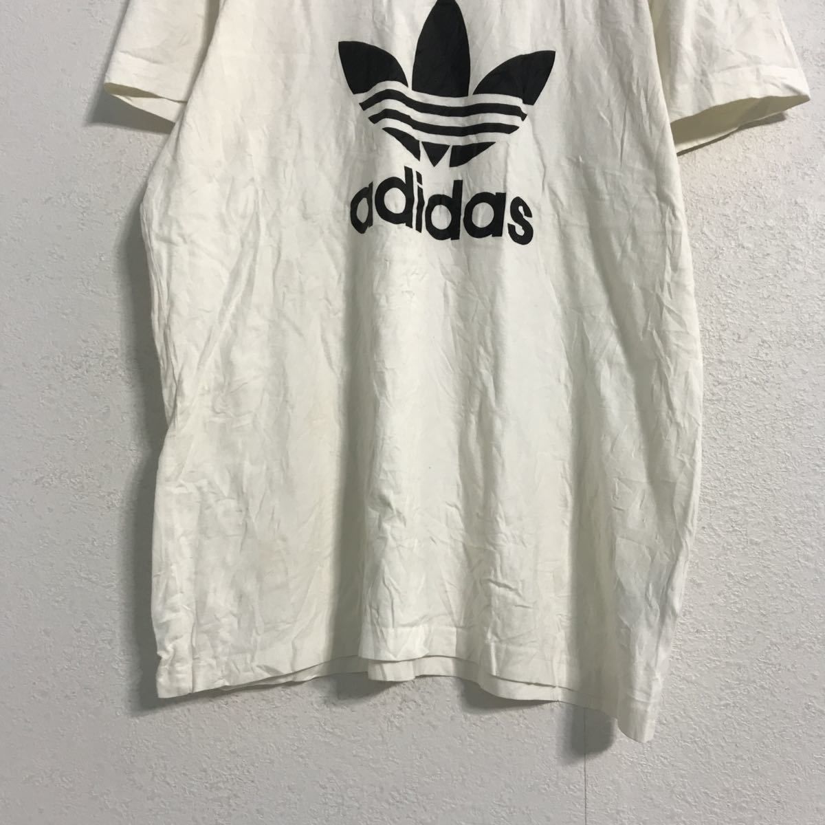 adidas 半袖 ロゴ Tシャツ M ホワイト アディダス ビッグロゴ 古着卸