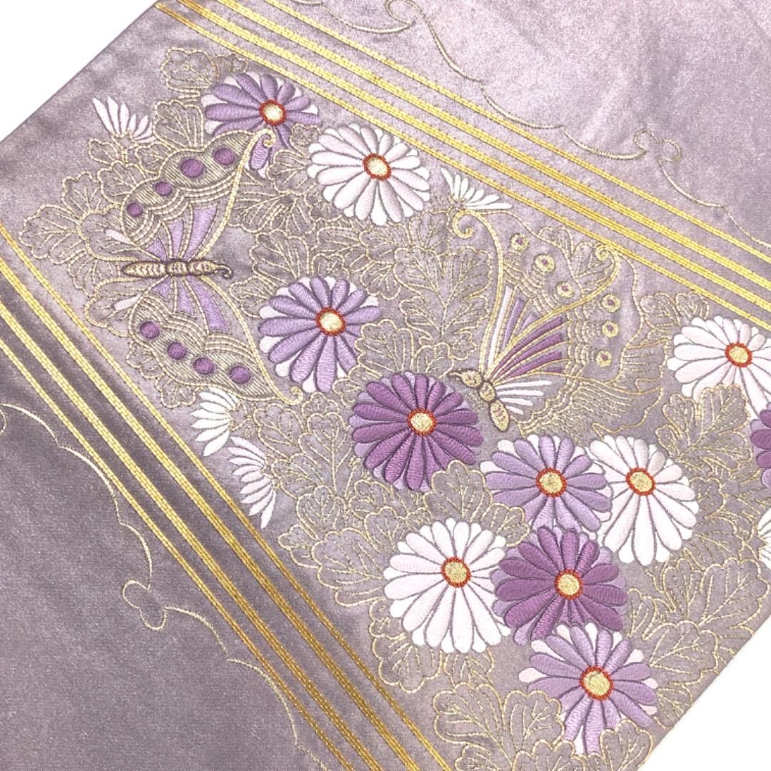 相良刺繍 袋帯 花紋様 金糸