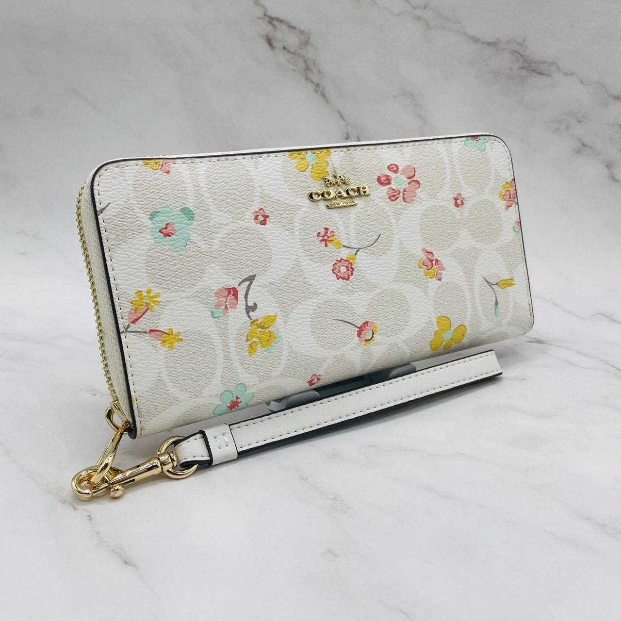 COACH 新品 長財布 コーチ フラワー チョーク 27680 コーチ COACH 財布 長財布 FC0033 C0033 チョークマルチ スペースド