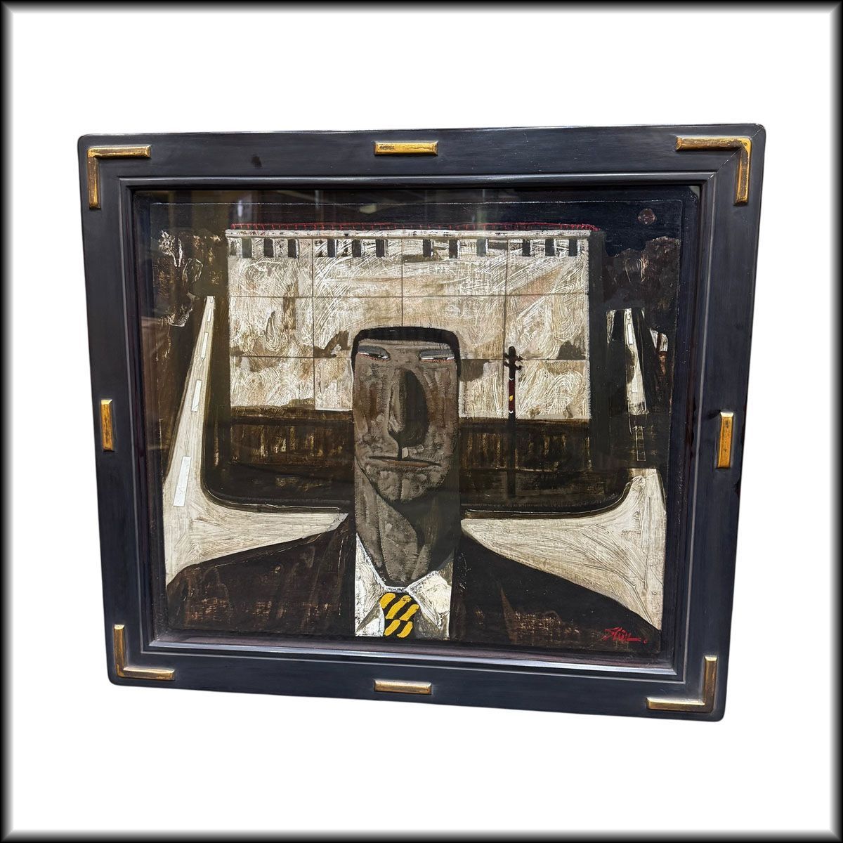 ◆玉川信一◆油彩10号 昏い夜 1985年作 日動画廊 第11回サロンドアブリル展 作