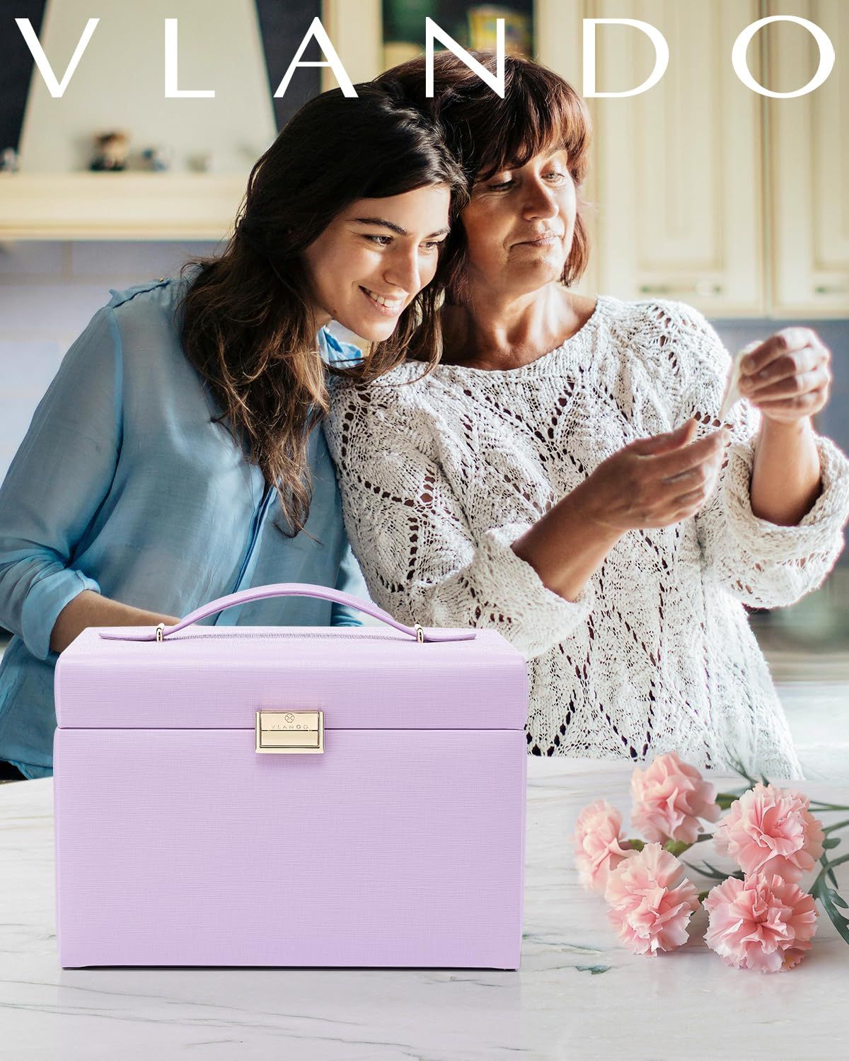 Vlando ジュエリーボックス 収納 アクセサリーケース 大容量の宝石箱母の日スイーツなプレゼント ミラー 鏡付き ピアス ネックレス 指