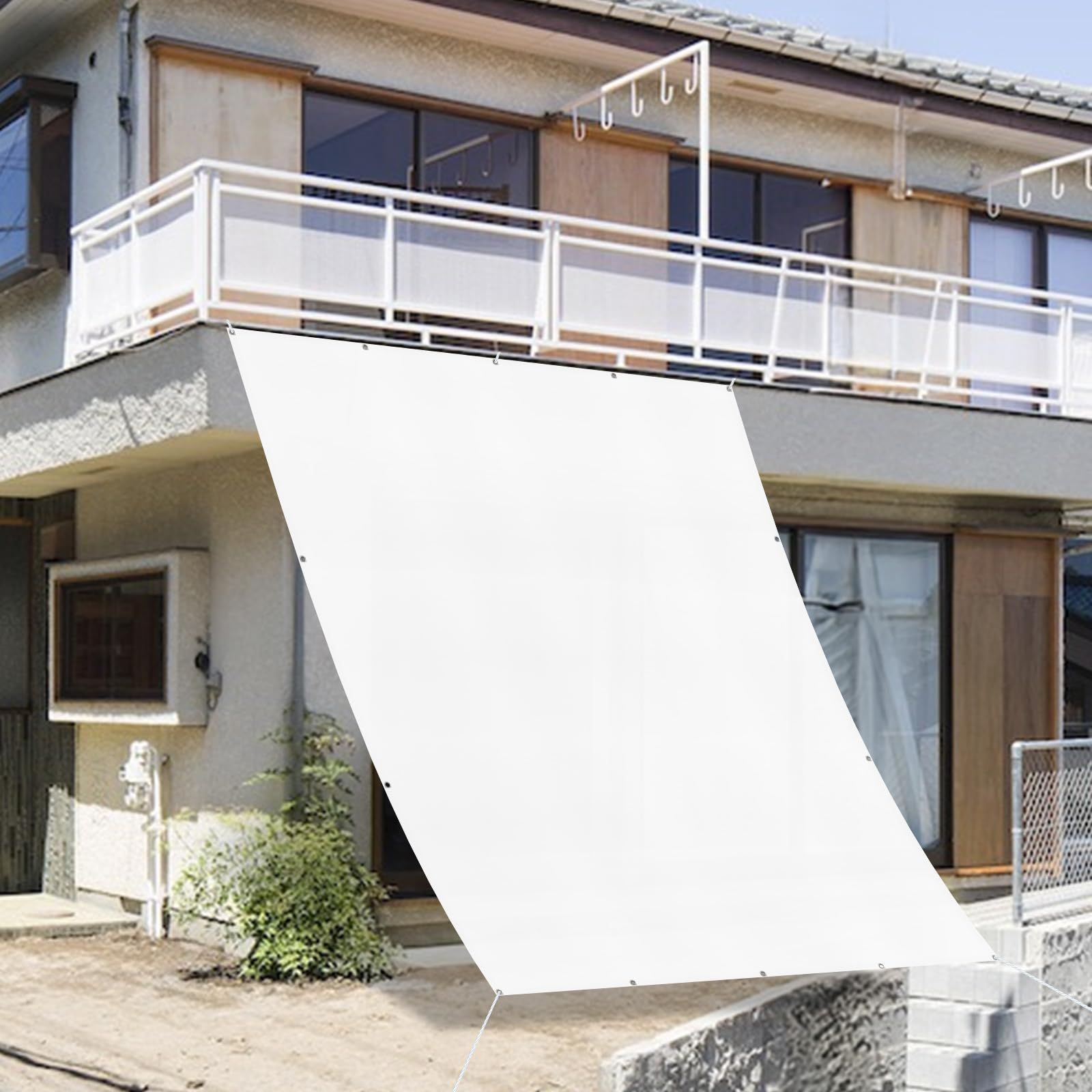 売切注意 お早めに ウッドデッキの雨よけ 庭用 廊下 バルコニー用 UVカット サンシェードベランダ シェード屋外 日除け 撥水サンシェード オーニング 雨よけシェード ホワイト 1.8x1.8m シェード GUARD日除け SUNNY