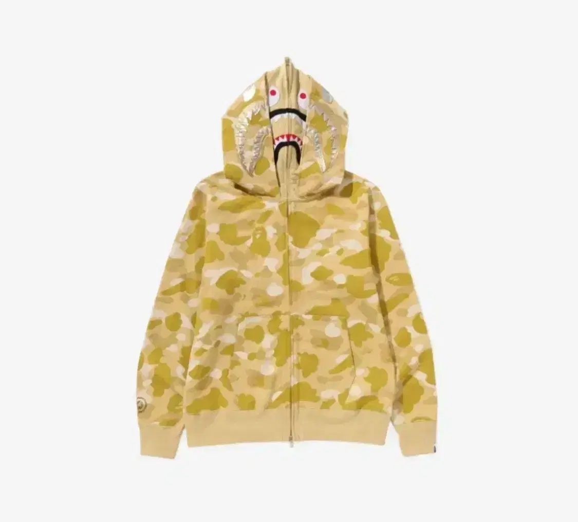 A BATHING APE アベイシングエイプ m カモフラージュ ダブル シャーク フール 家 フード ミスティッド 黄色