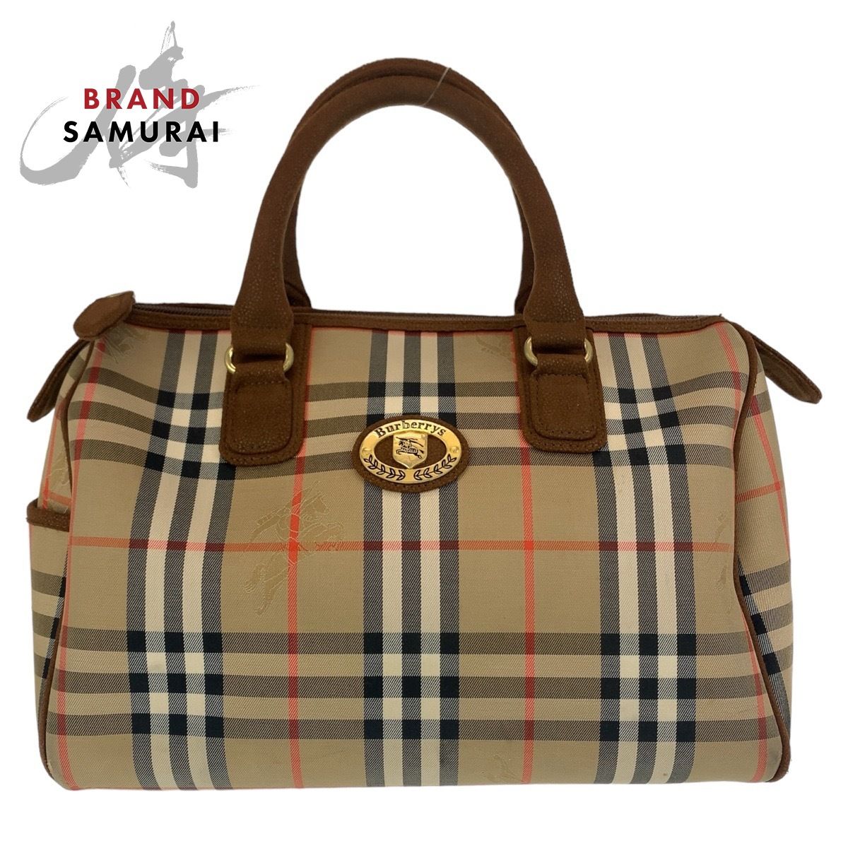 BURBERRY バーバリー ノバチェック シャドーホース ベージュ ゴールド金具 キャンバス ボストンバッグ ハンドバッグ レディース  407299【中古】 - メルカリ