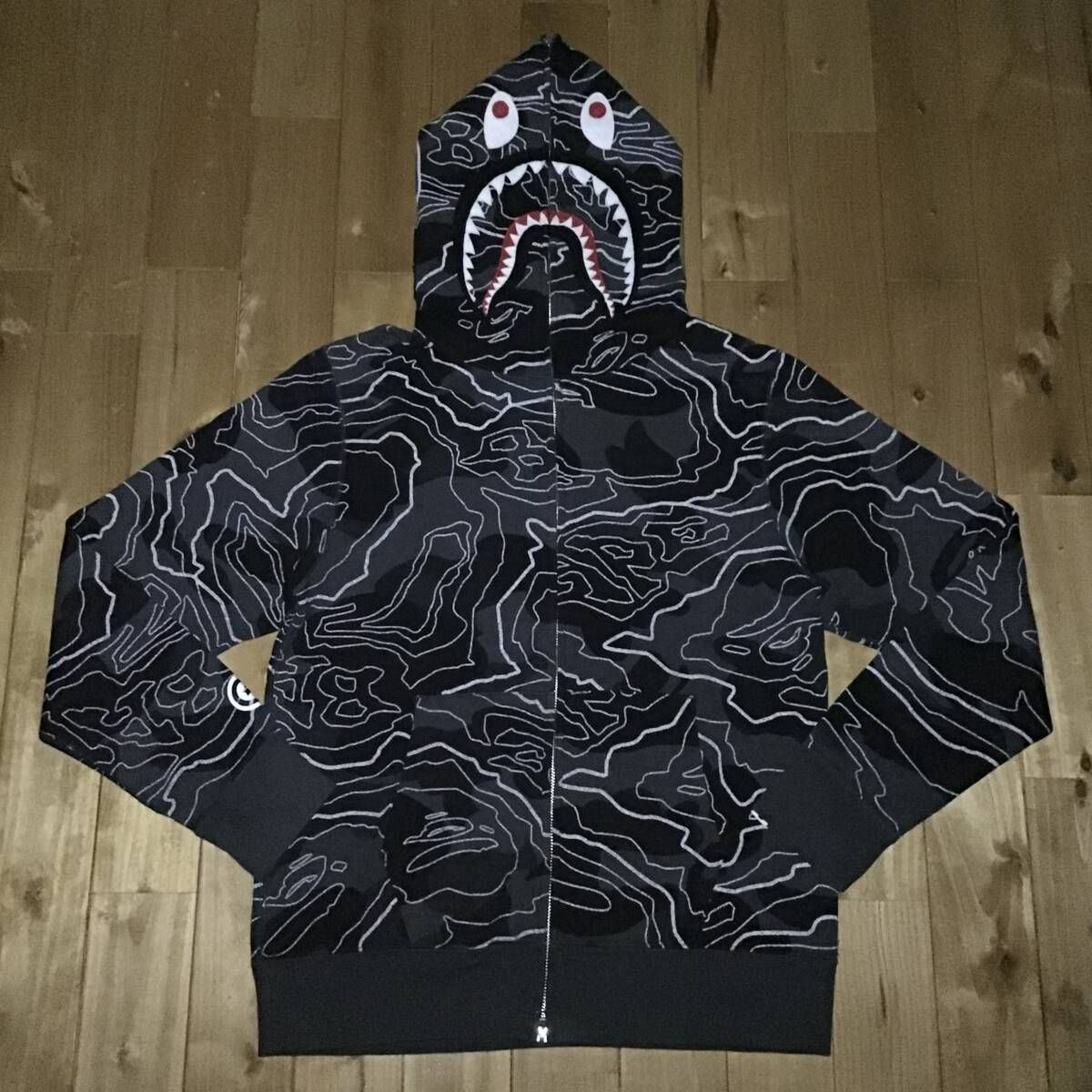 LAYERED LINE CAMO SHARK FULL ZIP HOODIE Mサイズ a bathing ape BAPE 