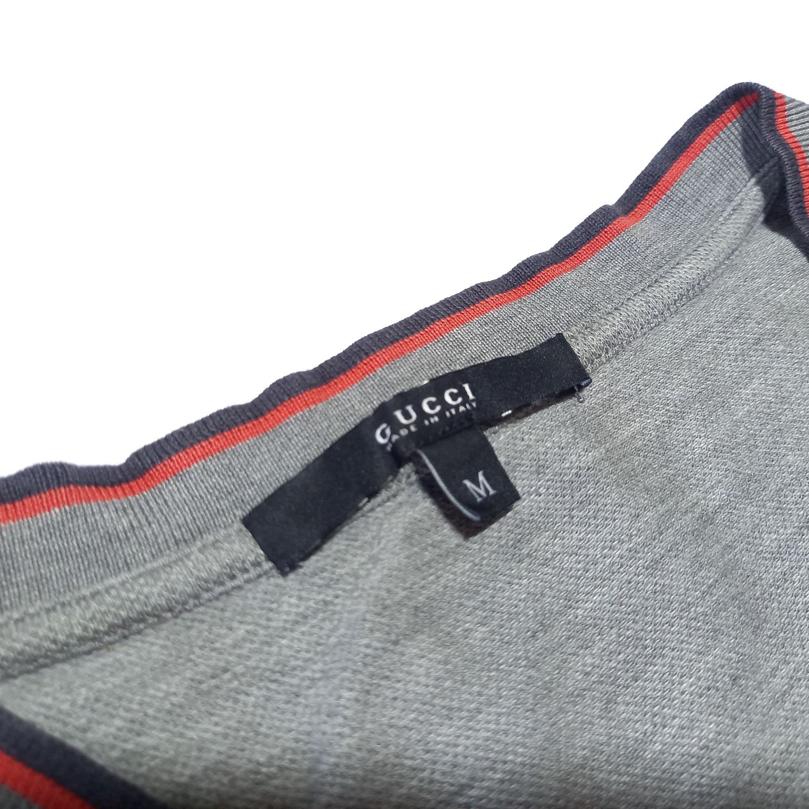 グッチ Vネック 半袖 Tシャツ カットソー グレー Mサイズ GUCCI