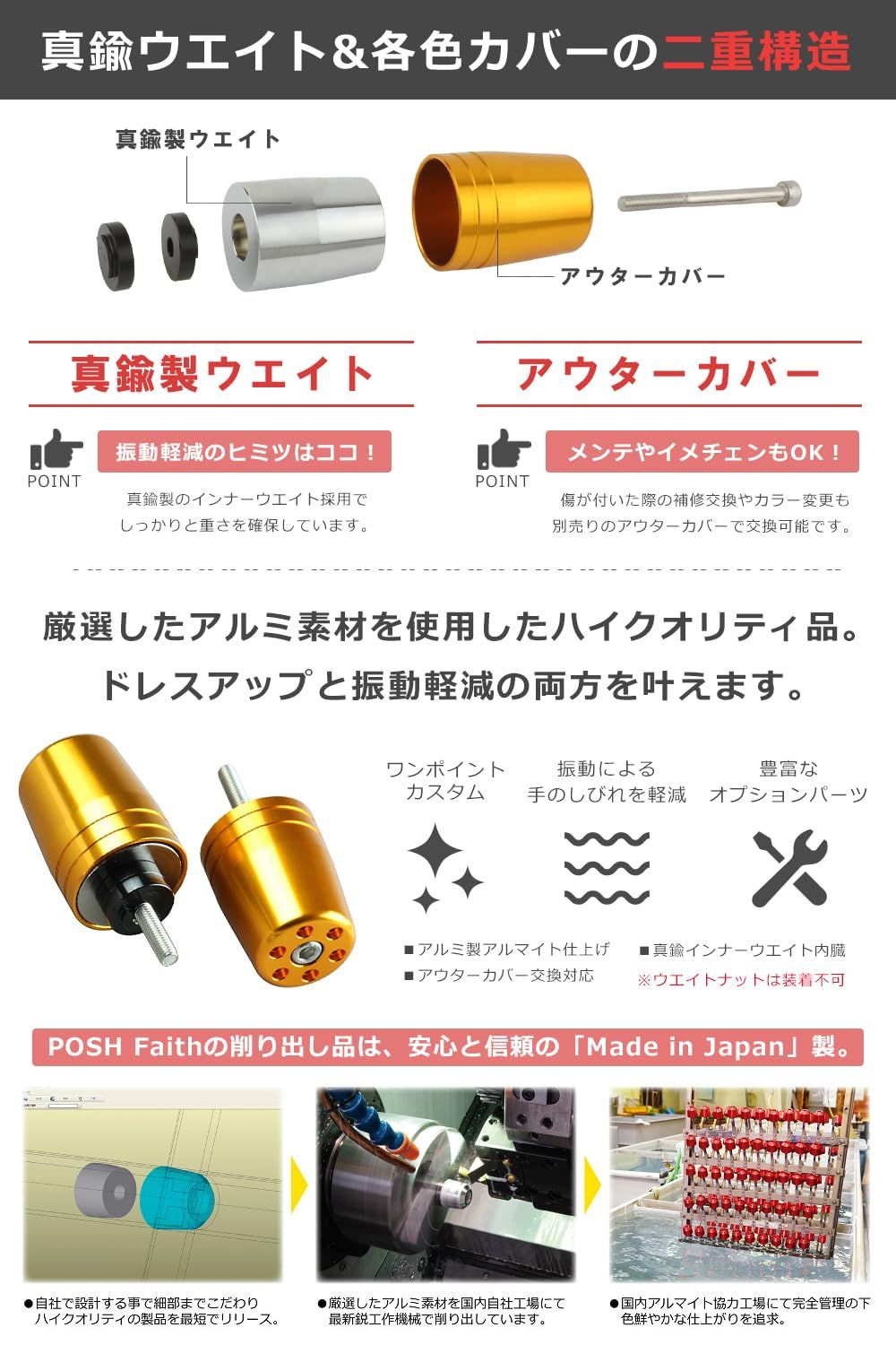 ポッシュフェイス(POSH FAITH) CB400SF/SB LEDテール 新品 ポッシュフェイス(POSH FAITH) バイク用品 ハンドルバーエンド