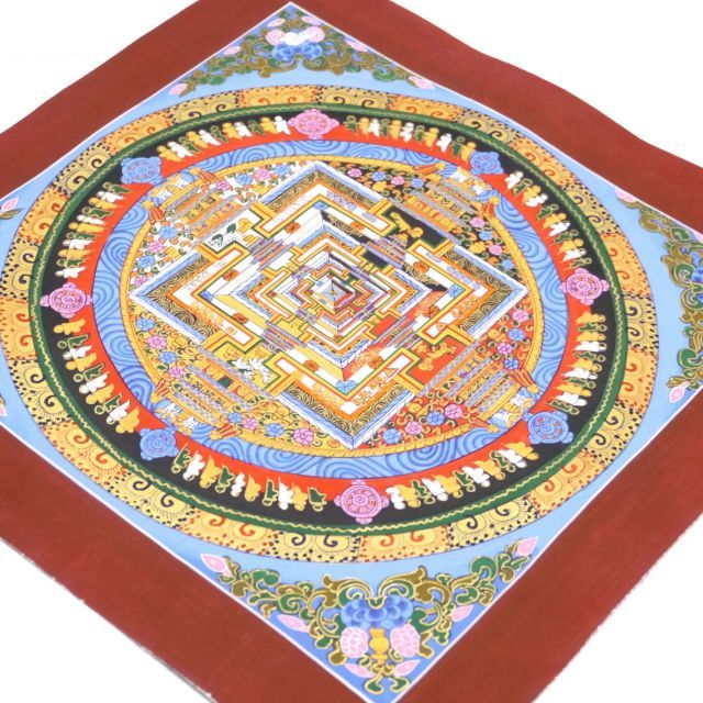 タンカ職人肉筆 手書きのチベタン タンカ サイズ約33cm×約33cm カーラ