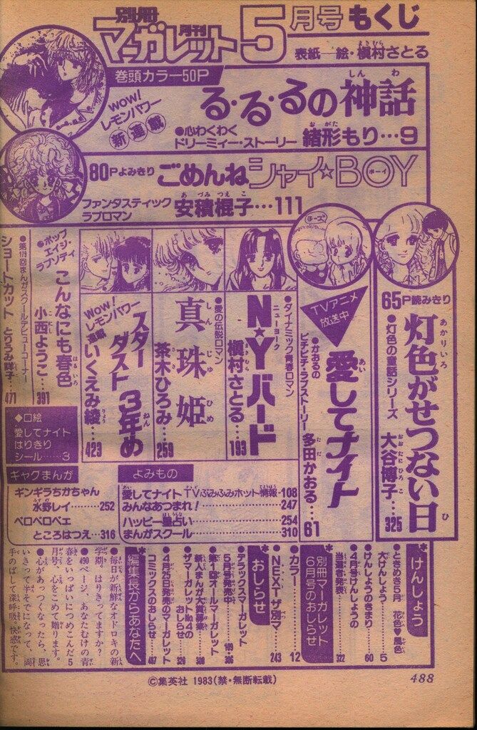 集英社 1983年(昭和58年)の漫画雑誌 別冊マーガレット1983年