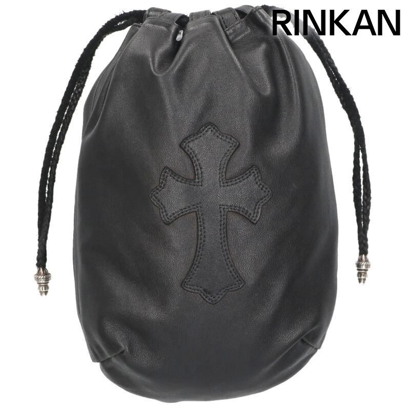 クロムハーツ DRW STRNG SACK CRS PATCH CHクロスレザーパッチ巾着ハンドバッグ メンズ