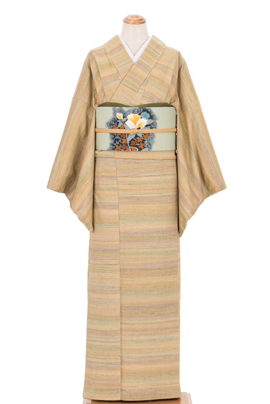 高品質 紬 横段模様 スリムサイズ 紬 横段に花模様 スリムサイズ - メルカリ