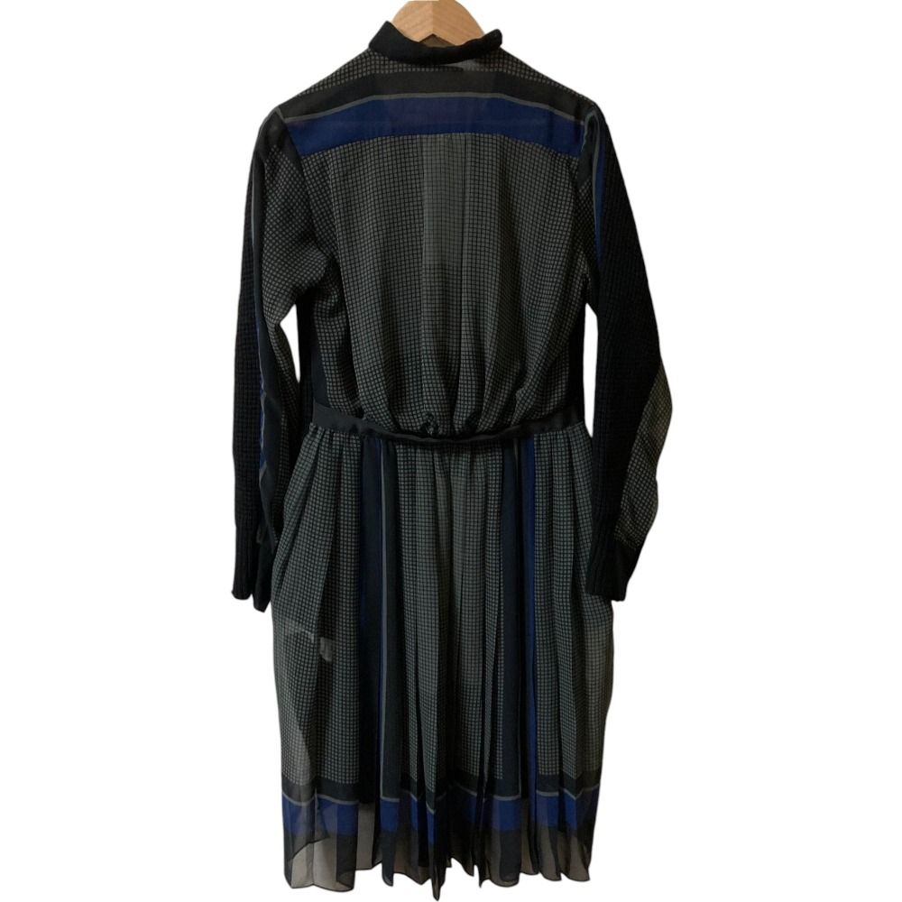 サカイ sacai ワンピース ニット ひざ丈 長袖 シフォン 花柄 1 紺 ピンク /NT30 サカイラック sacai luck ワンピース ニット コクーン ひざ丈 シャツ