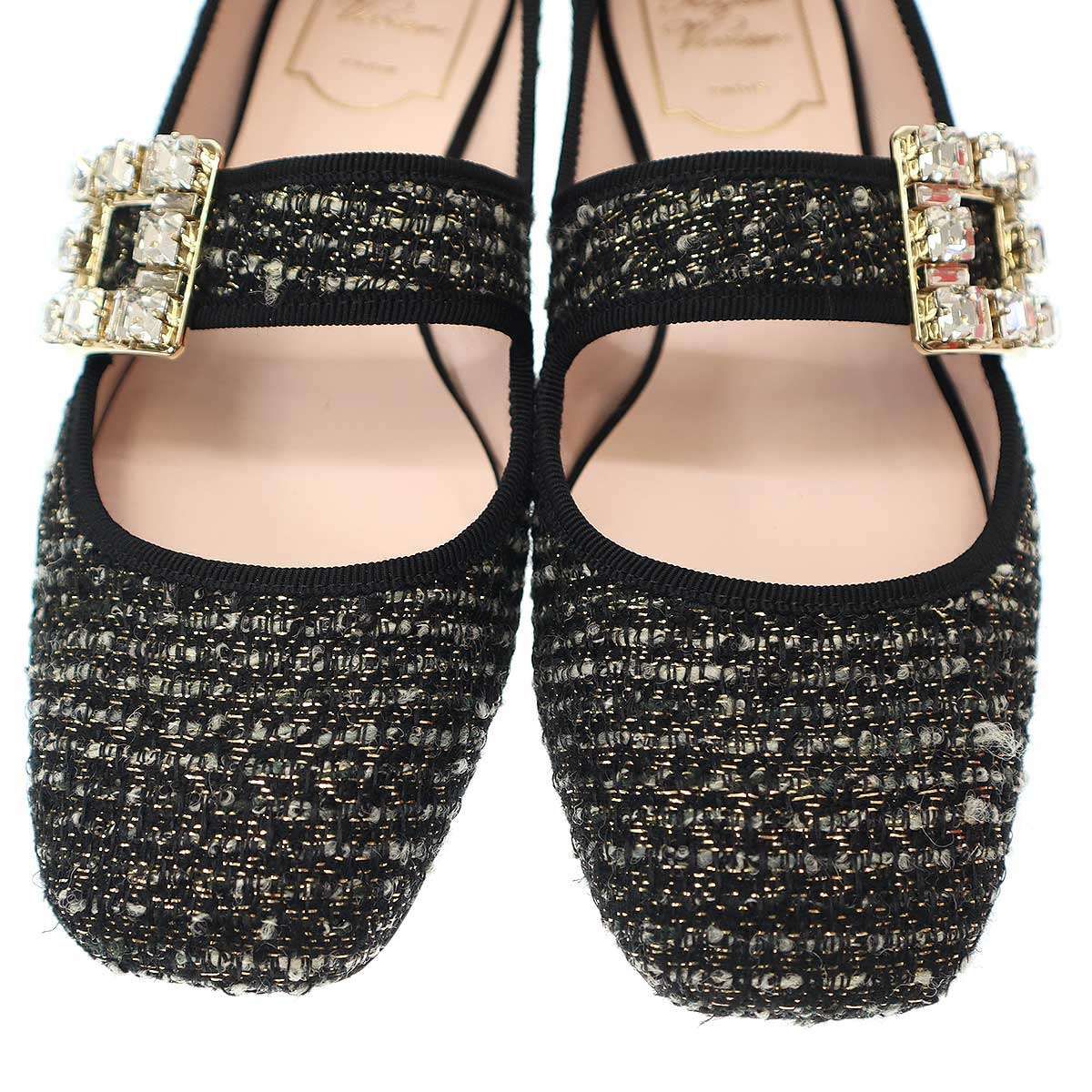 ロジェヴィヴィエ　ツイードパンプス Roger Vivier ロジェ ヴィヴィエ ビジューツイードフラットパンプス