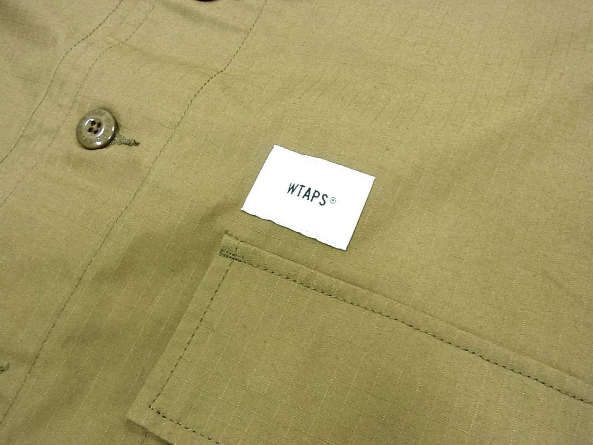 美品 21SS◆WTAPS ダブルタップス コットンリップストック ノーカラー シャツ ジャケット メンズ