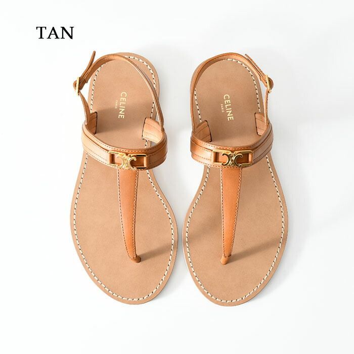 CELINE セリーヌ トリオンフ レザー トングサンダル フラットサンダル