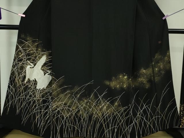 平和屋本店■極上　山口静樹　山口美術織物　黒留袖　御衣　錦繍　白鷺　冊子付き　逸品　DZAA6226kh5 平和屋本店□極上 山口静樹 山口美術織物 黒留袖 御衣 錦繍 白鷺 冊子