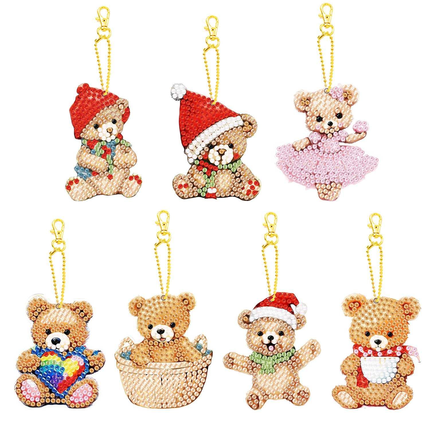 新品 MEGZIHXN 5D DIYダイヤモンドアート キーホルダー 子供用7枚入