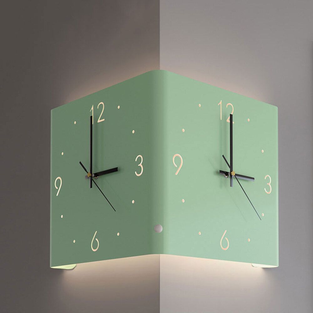 Jagard (9点セット) ☆ グリーン ☆ 両面掛け時計 センサーライト付き 掛け時計 両面